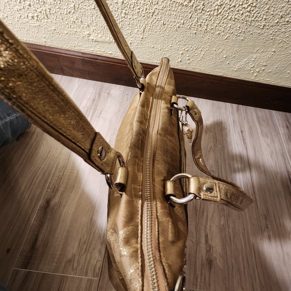 Vintage Coach Poppy Story Patch Gold Glam Tote Bag - Picture 6 of 14